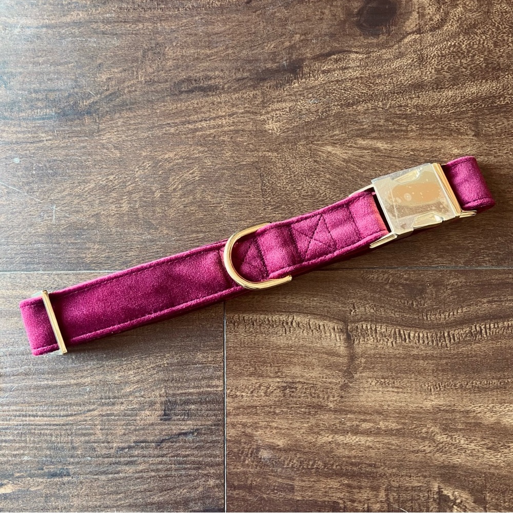 NEW The Foggy Dog Burgundy Velvet Dog Collar